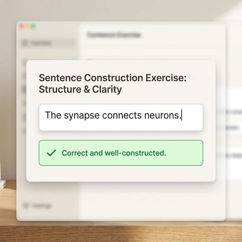 AI sentence construction feedback interface